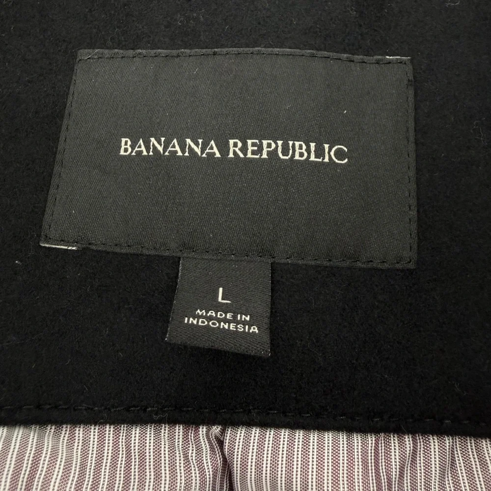 Banana Republic Wool Blend Pea Coat Mens Black Double Breasted Jacket L